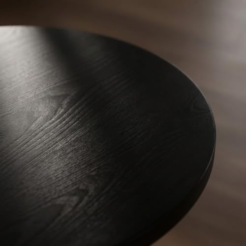 Relso Sceptrum Solid Wood Black Side Table - 24" Tall, Round End Table For Living Room Or Bedroom, Compact Narrow Accent Plant Stand Or Beverage Table With Simple Setup For Small Areas | Easy Assembly