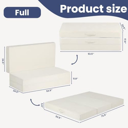 JUIKURY Cool & Breathable Chenille 6 Inch Memory Foam Foldable Futon Sofa Bed with Handles & Non-Slip Bottom, Covertible Sofa Bed for Guest, Camping, Dorm