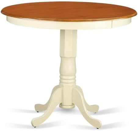 East West Furniture JAT-WHI-TP Jackson Counter Height Dining Table - a Round Dinner Table Top with Pedestal Base, 36x36 Inch, Buttermilk & Cherry