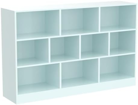 IOTXY Open Shelf Low Bookcase - Wooden 3-Tier Cube Bookshelf, Tiffany-Green