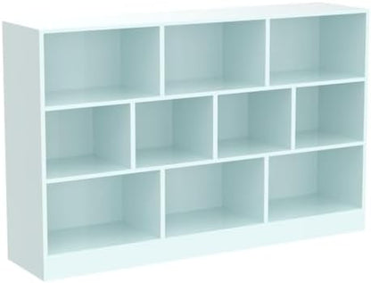IOTXY Open Shelf Low Bookcase - Wooden 3-Tier Cube Bookshelf, Tiffany-Green