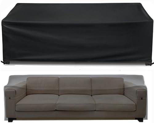 Outdoor Couch Cover Waterproof, 78" Wx 33" Dx 32" H Patio Furniture Covers Waterproof, Windproof 2-Seater Sofa Cover Heavy Duty with Air Vent and Handles for Lawn, Backyard Deck, Black