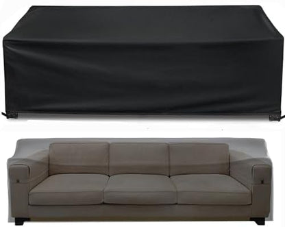 Outdoor Couch Cover Waterproof, 78" Wx 33" Dx 32" H Patio Furniture Covers Waterproof, Windproof 2-Seater Sofa Cover Heavy Duty with Air Vent and Handles for Lawn, Backyard Deck, Black
