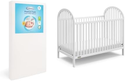 Graco Olivia Convertible Crib and Graco Premium Crib Mattress Bundle, White
