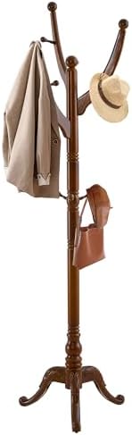 Coat Rack Freestanding,Solid Wood Coat Hall Tree with 13 Hooks