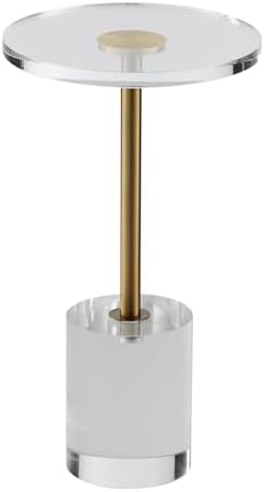 VEVOR Clear Acrylic Side Table, Modern End Table with Solid Base, φ12 inch Round Tabletop, 21 inch High, 20mm Thick, for Coffee, Drink, Food, Snack Used in Living Room, Bedroom, Office, Easy Assembly