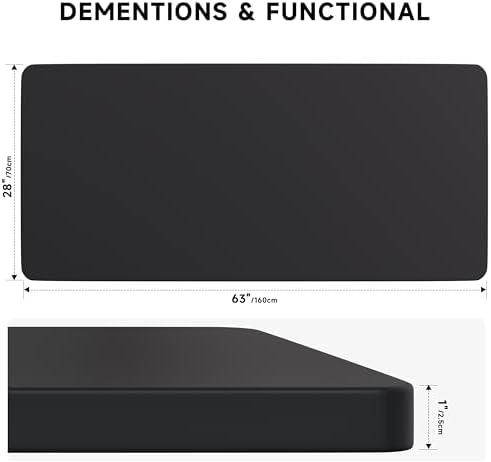 BIZUM Whole-Piece Particle Board Table Top Wood Countertop for Standing Desk DIY, 63x28x1 Inch Black Desk Top