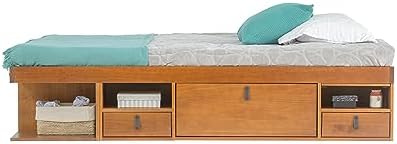 memomad Bali Slim Set: Bed + Flat Headboard, King Size, Oak Brown
