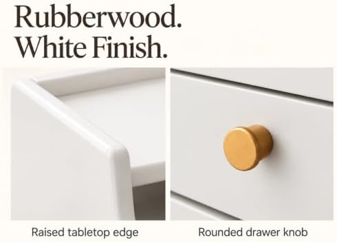 AQIMUELE Narrow Nightstand Set of 2, Small White Wood Bedside Table with Drawers, End Table for Small Spaces Bedroom