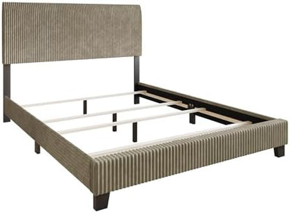 Full Corduroy Velvet Upholstered Bed, Gold