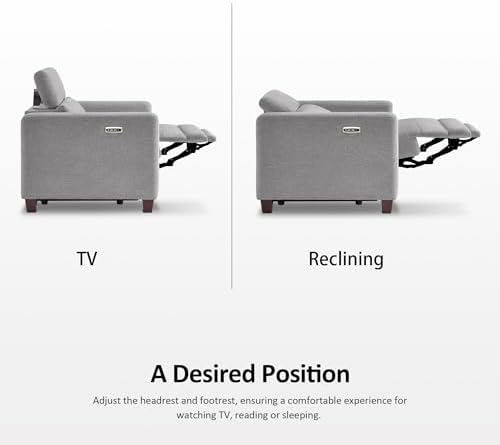 MCombo Zero Wall Hugger Power Recliner Chair for Adult HL128 (Grey)