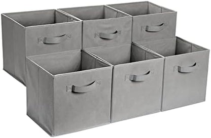 Amazon Basics Collapsible Fabric Storage Cube Bins Organizer with Handles for Organizing, Sturdy, Gray, 13 x 13 x 13 inch, 6-Pack