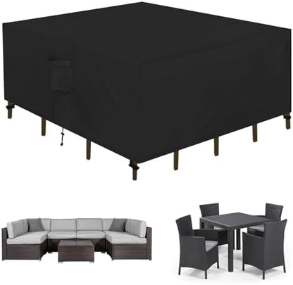 Easy-Going Square Patio Furniture Cover Waterproof Outdoor Dining Table and Chair Cover Anti-UV Outside Sectional Sofa Set Covers (76"L x 76"W x 28"H, Black)