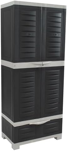 Sunnydaze 57" Garage Storage Cabinet with Locking Doors & Shelves, Charcoal