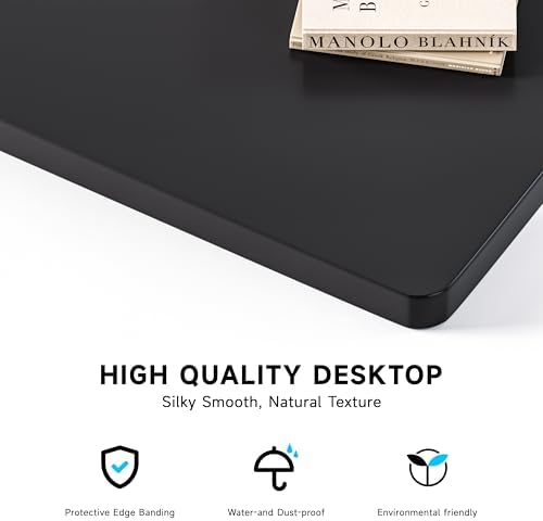 BIZUM Whole-Piece Particle Board Table Top Wood Countertop for Standing Desk DIY, 63x28x1 Inch Black Desk Top