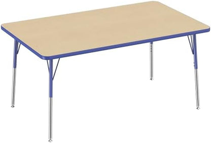 FDP 36" x 60" Rectangle Table with Swivel Glide Legs - Maple/Blue