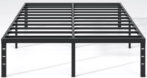 Black metal bed frame on a white background