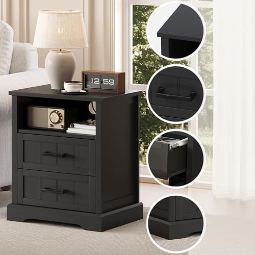 ChooChoo Farmhouse Night Stands with Charging Station 2 Drawers