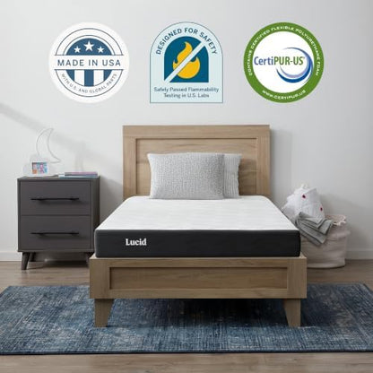 Lucid 5 Inch Gel Memory Foam Mattress, Firm, Fiberglass Free, Twin Size