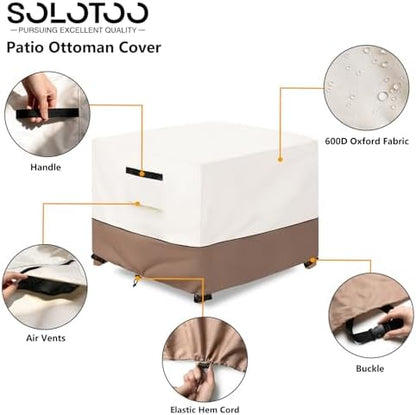 Outdoor Ottoman Cover Waterproof, 32" W x 32" D x 18" H