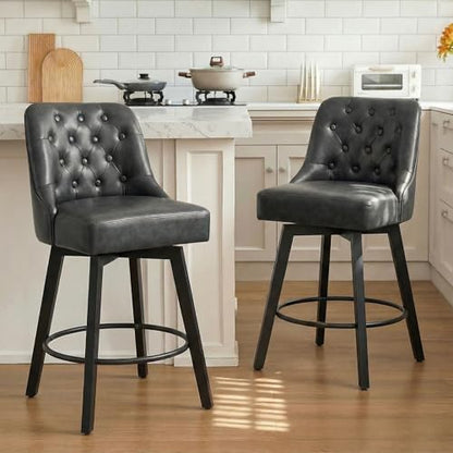 KISLOT Swivel Barstools, 26" Counter Height,2-Pack,Charcoal Gray