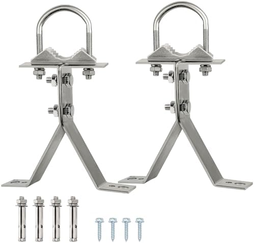 XRDS-RF Antenna Wall Mount 6 Inch Heavy-Duty Stand Off Wall Mast Mount Windproof Mounting Bracket for TV Mast (2-Leg + 2-Leg)