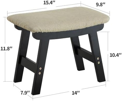Foot Stool Ottoman Foot Rest Under Desk,Small Stool for Living Room, Bedroom and Kitchen (Black Legs - Beige Stool Surface)