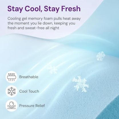 GAESTE Full Size 10 Inch Cooling Gel Memory Foam Mattress, Medium Feel