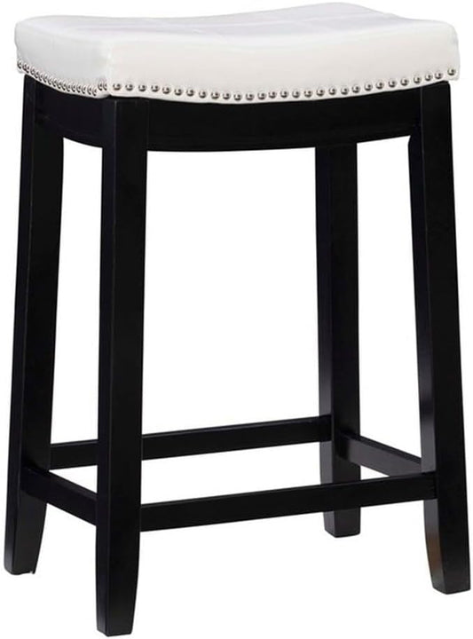 Linon Claridge Patches Counter Stool, 26-Inch, White