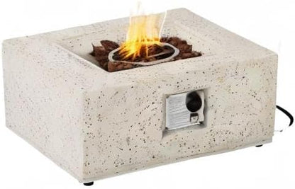 COSIEST Outdoor Propane Fire Pit Coffee Table, 28-inch Terrazzo Square Base Patio Heater w Certified, 40,000 BTU Stainless Steel Burner, Free Lava Rocks and Rain Cover