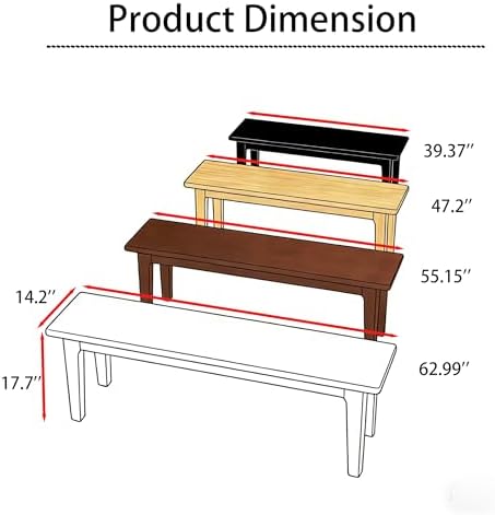 Wilk Wooden Entryway Bench, 55’’ Indoor End of Bed Bench, 100% Solid Oak Wood (White)