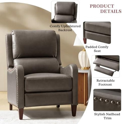 HULALA HOME Genuine Leather Recliner Chair Set of 2, Cocoa