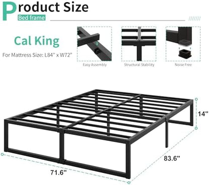 Lutown-Teen 14 Inch California King Bed Frames with Steel Slat Support