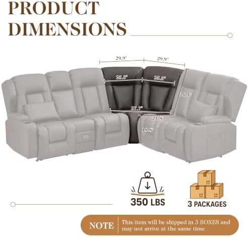 SAMERY Modular Recliner Sofa Corner Piece Only, Sectional Corner Seat