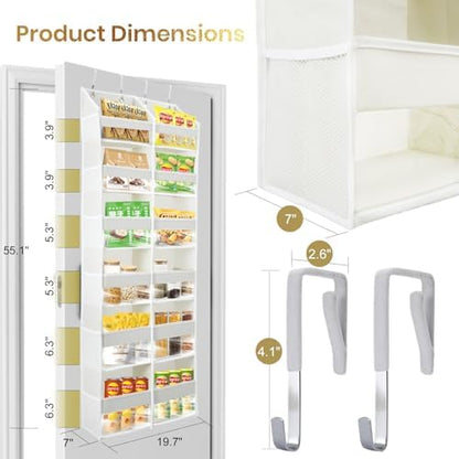 Over the Door Organizer, 6-Tier XL, 100D Fabric, Baby Pink