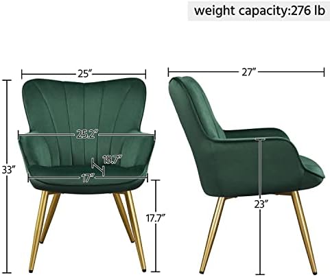 Yaheetech Accent Chairs Set of 2, Upholstered Armchairs, Green