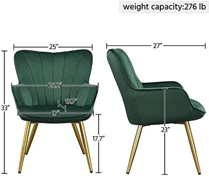 Yaheetech Accent Chairs Set of 2, Upholstered Armchairs, Green