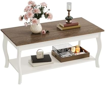 ChooChoo Coffee Table with Curved Legs and Storage Shelf