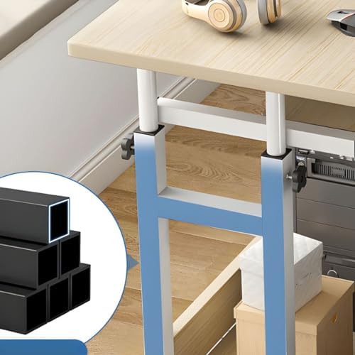 27" H Office Desk Wooden Writing Desk with Caster Wheels Live Broadcast Table Computer Desktop Table Mobile Table Can be Raised and Lowered Small Bedside Table Black 31" L x 18" W x 27" H