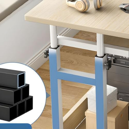 27" H Office Desk Wooden Writing Desk with Caster Wheels Live Broadcast Table Computer Desktop Table Mobile Table Can be Raised and Lowered Small Bedside Table Black 31" L x 18" W x 27" H