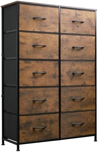 WLIVE Tall Dresser for Bedroom, Rustic Brown Wood Grain Print