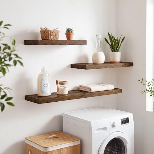 RICHFOCUS Bathroom Floating Shelves for Wall 2Pack|Rustic Brown|28" L