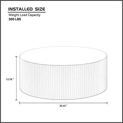 White Round Drum Coffee Table Modern Large Round Coffee Table Wood Side Table for Living Room Office Apartment