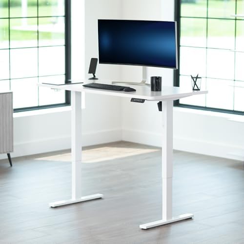 VIVO Electric Standing Desk, Solid 1-Piece 55" x 28" White Top