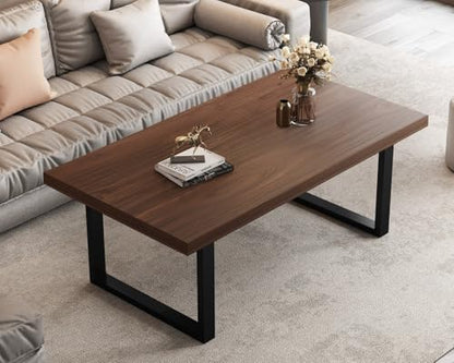 IBF Walnut Coffee Table for Living Room, Simple Rustic Center Table 47 Inch