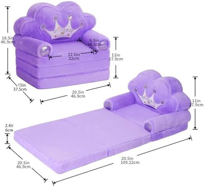MOONBEEKI Toddler Sofa Chair Comfy, Foldable Princess Couch for Kids Girl