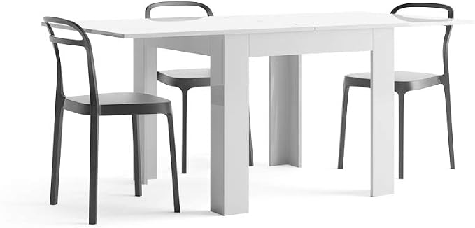 Mobili Fiver, Square extendable Dining Table, Eldorado, 35.4(70.9) x35.4 in, Glossy White, for 4-8 People, Expandable Dining Table for Kitchen, Italian Furniture