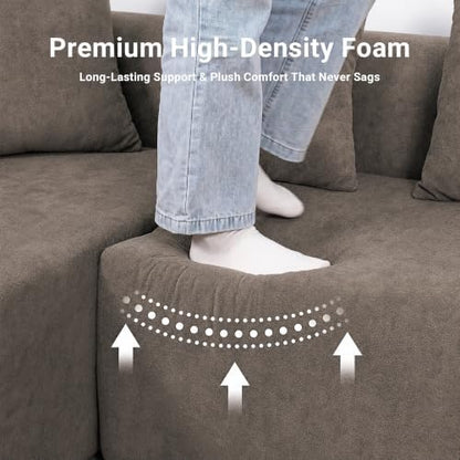 Claiks 142" Cloud Boneless Couch, Modular Sectional, Light Grey