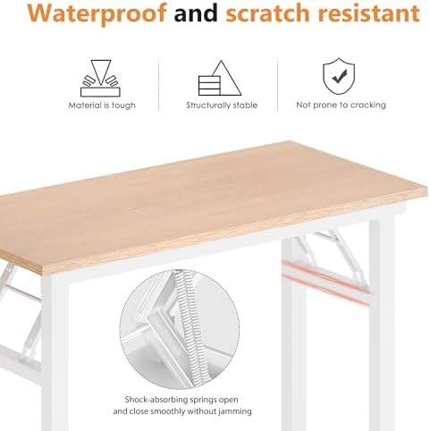 DlandHome 31.5 Inch Small Folding Computer Desk for Home Office, Pink Oak