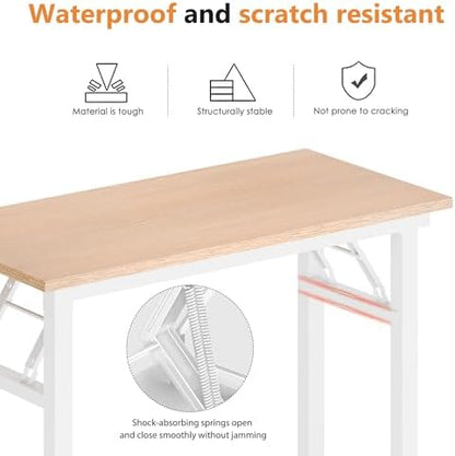 DlandHome 31.5 Inch Small Folding Computer Desk for Home Office, Pink Oak